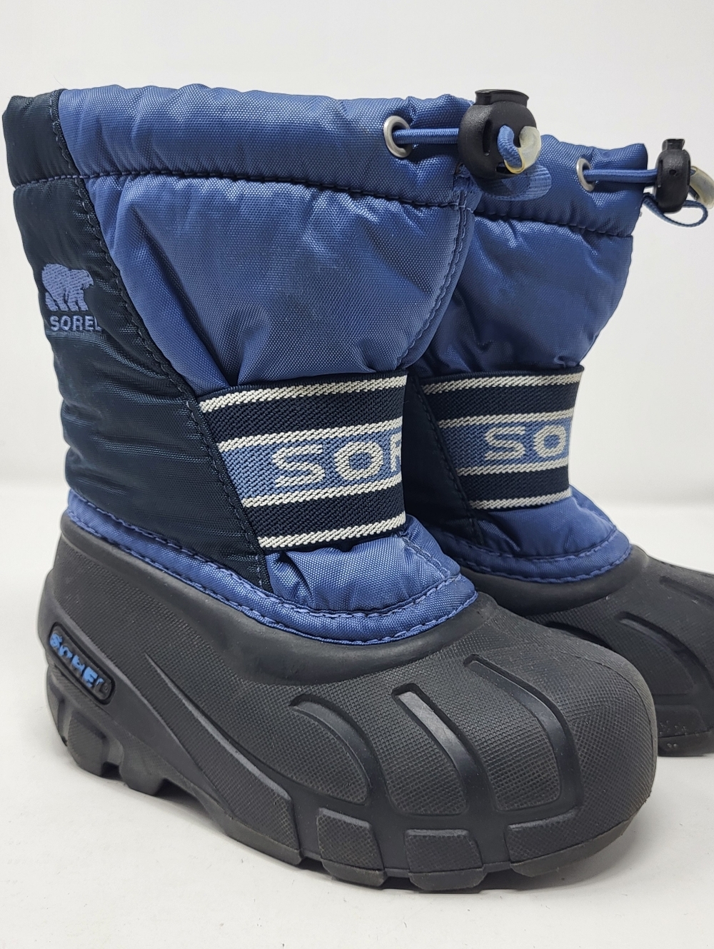 SOREL Cub Snow Boot Blue Black Warm Lining Pull On‎ Unisex Size 9